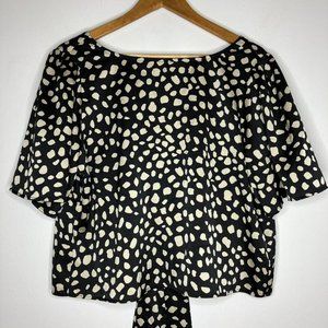 LOFT Black Beige Blouse Low Back Detail Women's Large